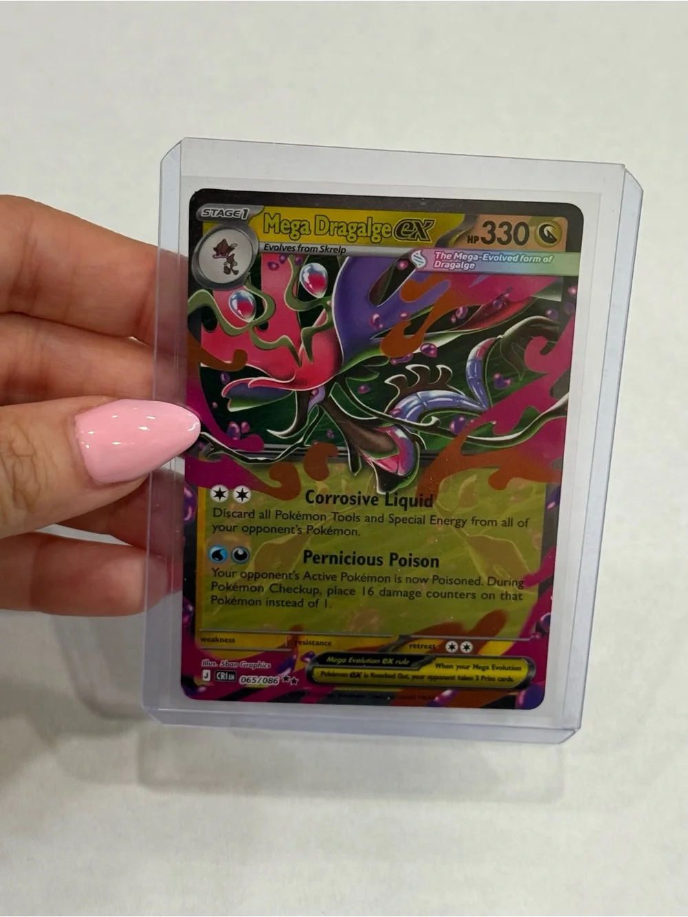 2026 Pokemon Mega Dragalge EX Holographic Card 065/086 Double Rare Chaos Rising